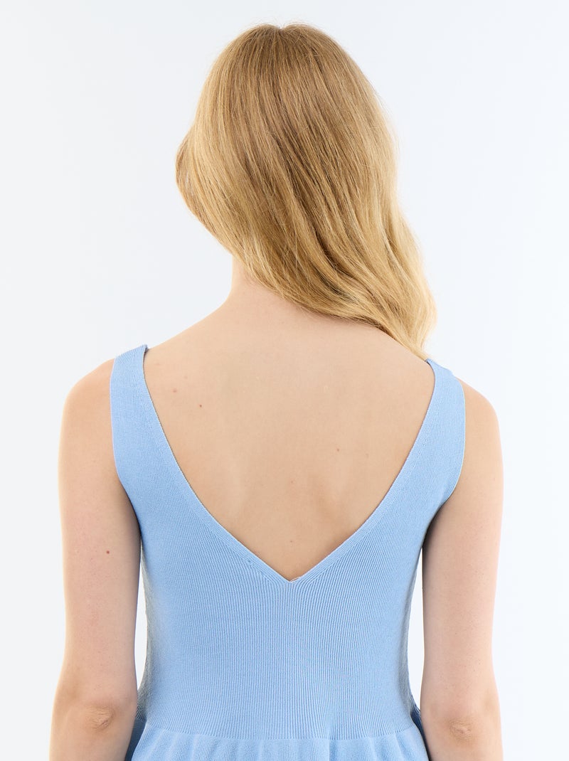 Geribde peplumtop Blauw - Kiabi
