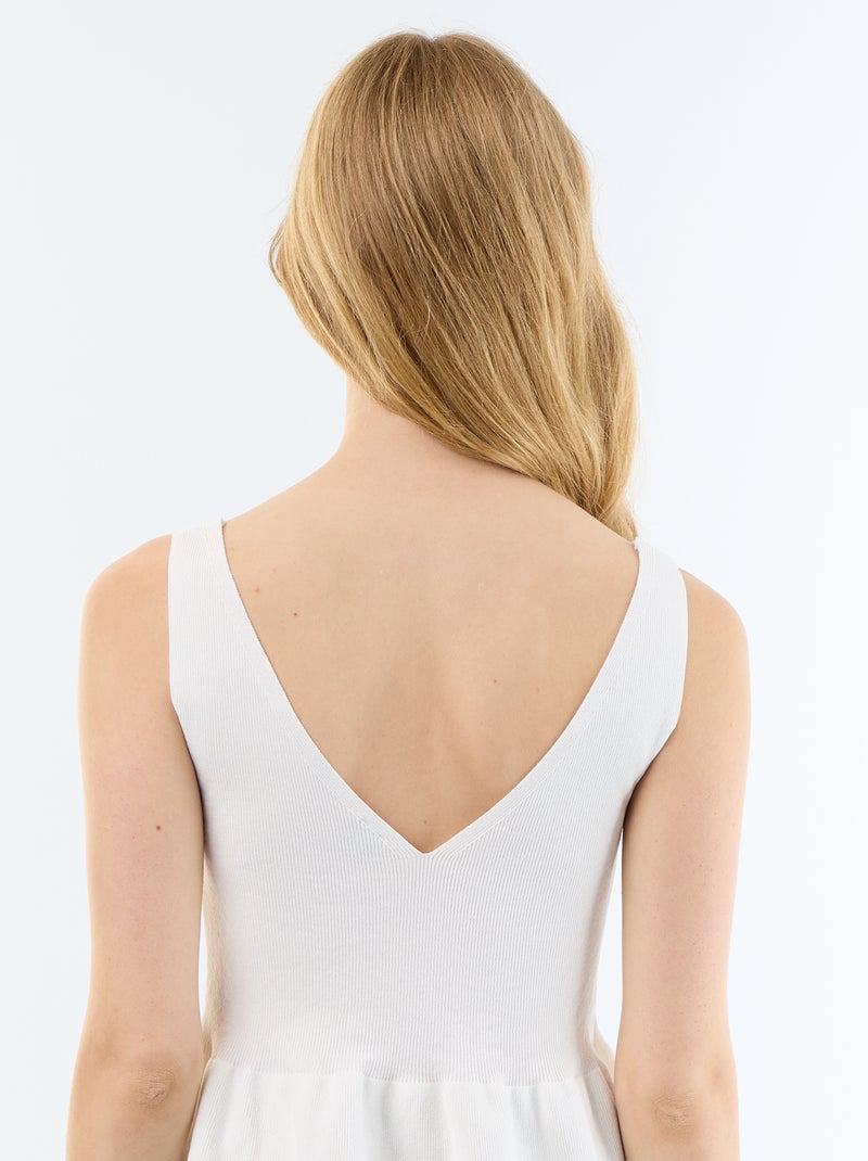 Geribde peplumtop Wit - Kiabi