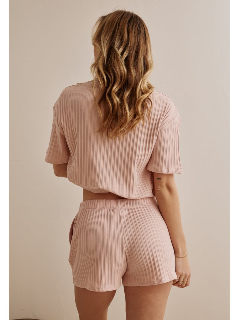 Geribde short danaide Roze - Kiabi