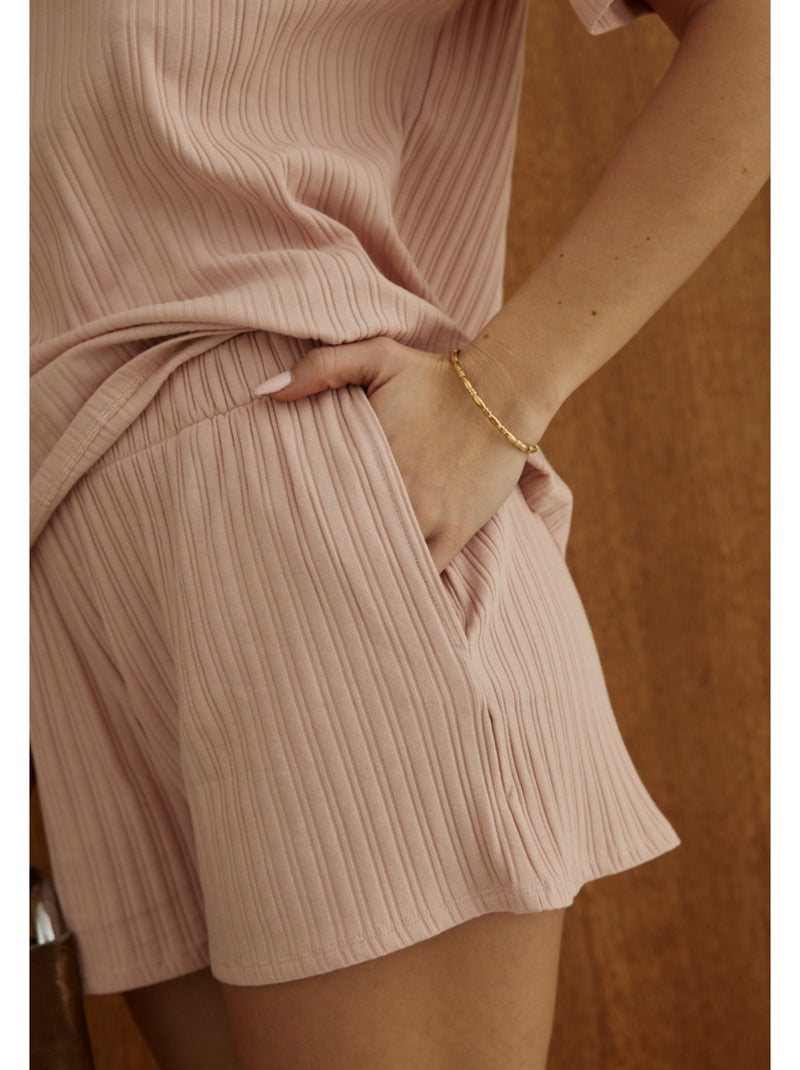 Geribde short danaide Roze - Kiabi