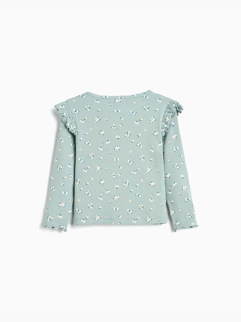 Geribde trui met bloemen, mo fashion Grijs - Kiabi