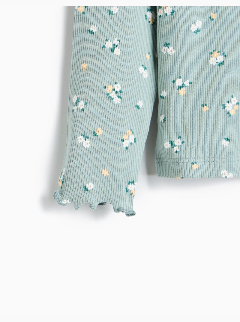 Geribde trui met bloemen, mo fashion Grijs - Kiabi