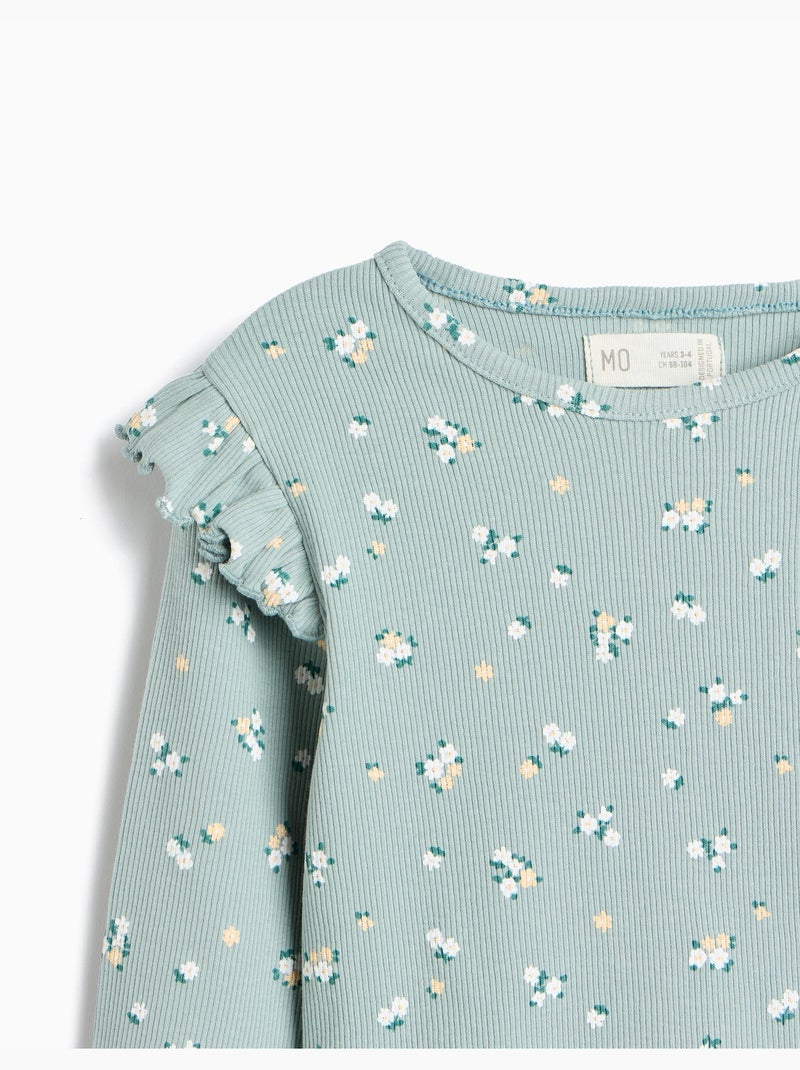 Geribde trui met bloemen, mo fashion Grijs - Kiabi