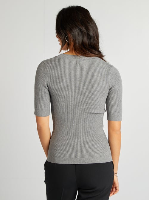 Geribde trui met korte mouwen - Kiabi