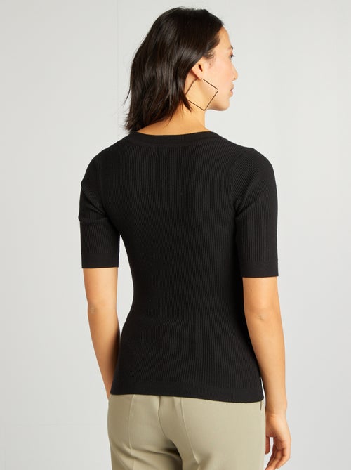 Geribde trui met korte mouwen - Kiabi