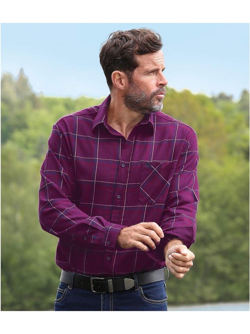 Geruit flanellen overhemd - ATLAS FOR MEN Bordeaux - Kiabi
