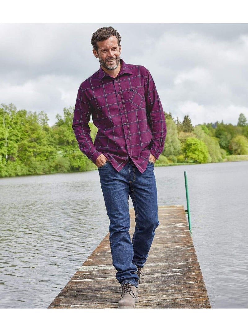 Geruit flanellen overhemd - ATLAS FOR MEN Bordeaux - Kiabi