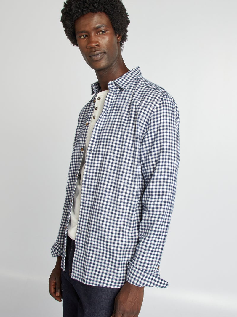 Geruit, flanellen overhemd BLAUW - Kiabi
