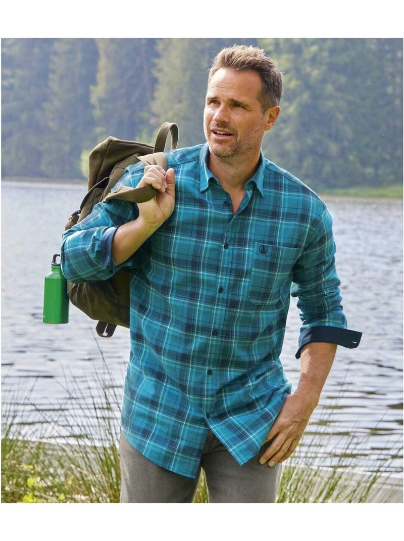 Geruit flanellen overhemd Winter - ATLAS FOR MEN Blauw - Kiabi