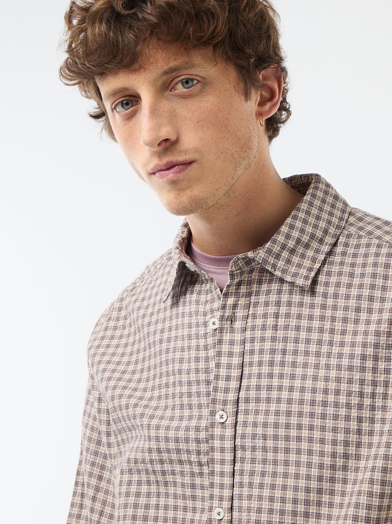 Geruit hemd Bruin - Kiabi