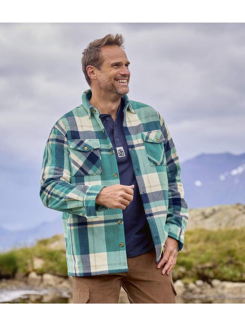 Geruit overhemdvest in fleece  - atlas for men Wit Groen Blauw - Kiabi