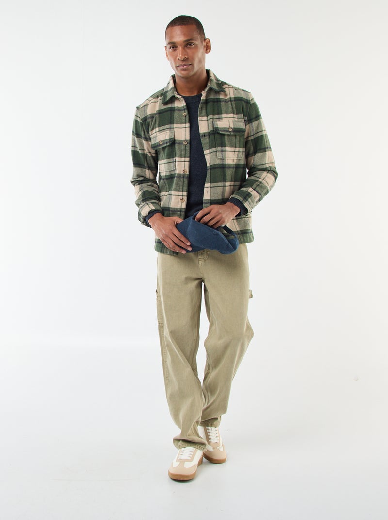 Geruit overshirt Kaki - Kiabi
