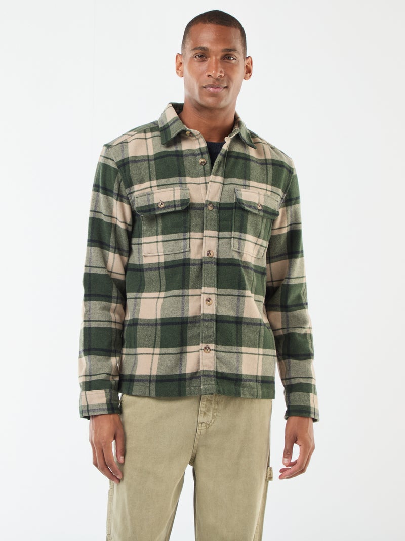 Geruit overshirt Kaki - Kiabi