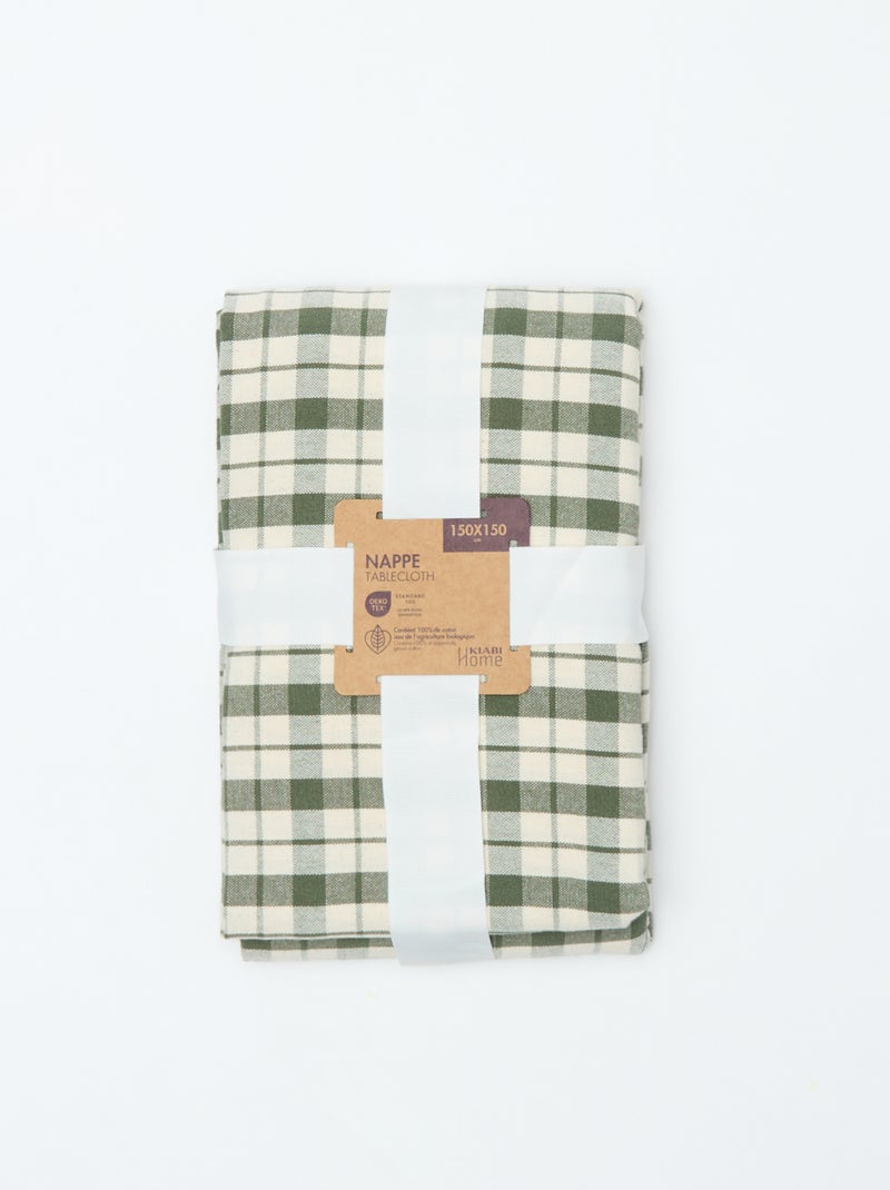 Geruit tafelkleed (150x150 cm) - Kiabi Home Kaki - Kiabi