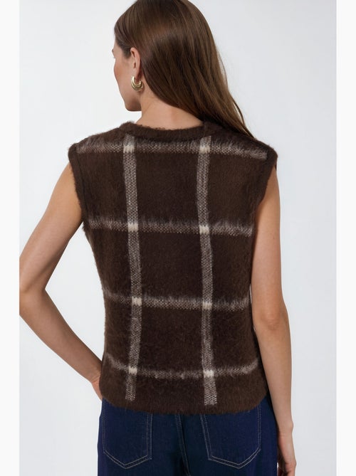Geruit vest met ronde hals en knoopjes hiccup - Kiabi Geruit vest met ronde hals en knoopjes hiccup - Kiabi