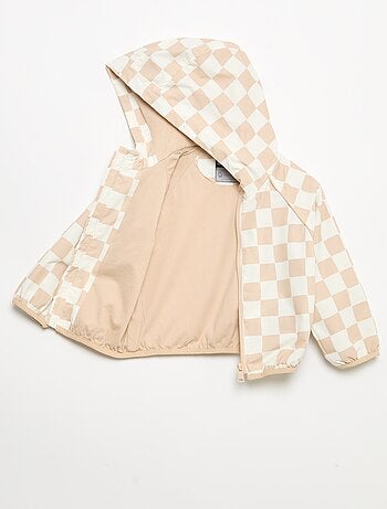 Geruit windjack met capuchon