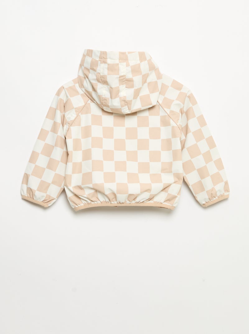Geruit windjack met capuchon Biege - Kiabi