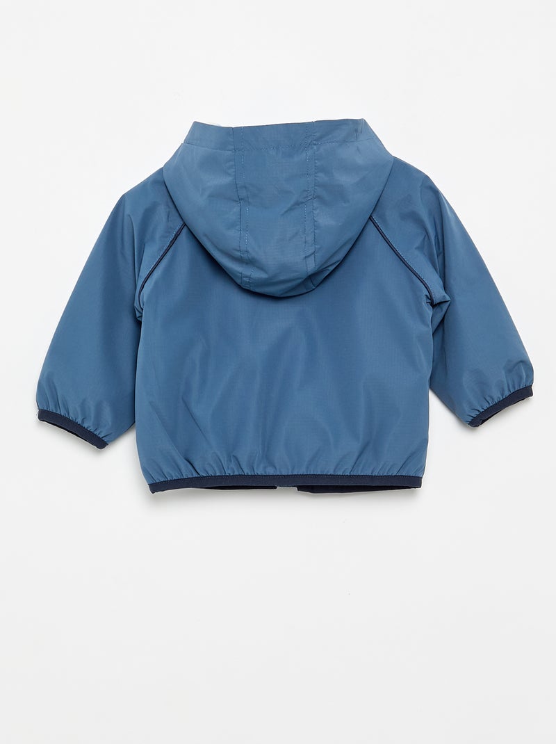 Geruit windjack met capuchon Blauw - Kiabi
