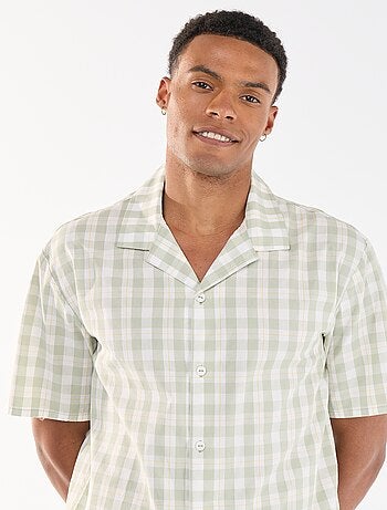 Geruite 2-delige korte pyjamaset hemd + short