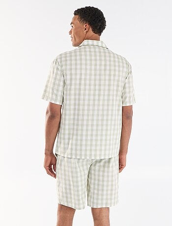 Geruite 2-delige korte pyjamaset hemd + short