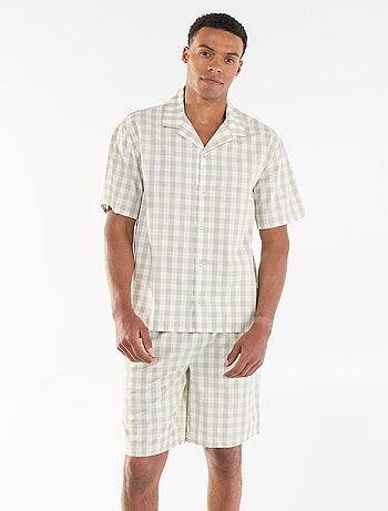 Geruite 2-delige korte pyjamaset hemd + short