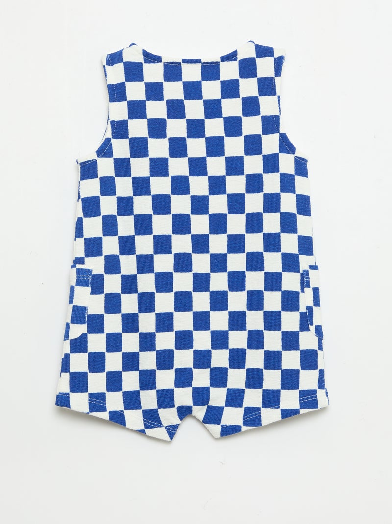 Geruite babyterry romper Blauw - Kiabi