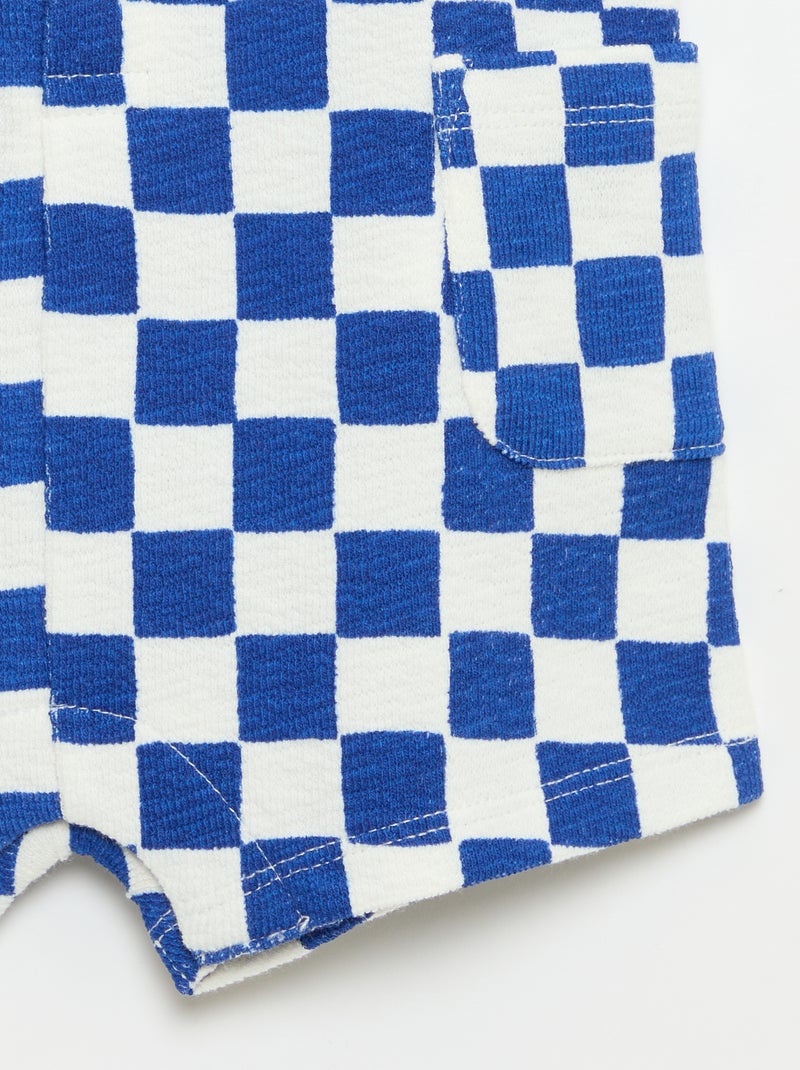 Geruite babyterry romper Blauw - Kiabi