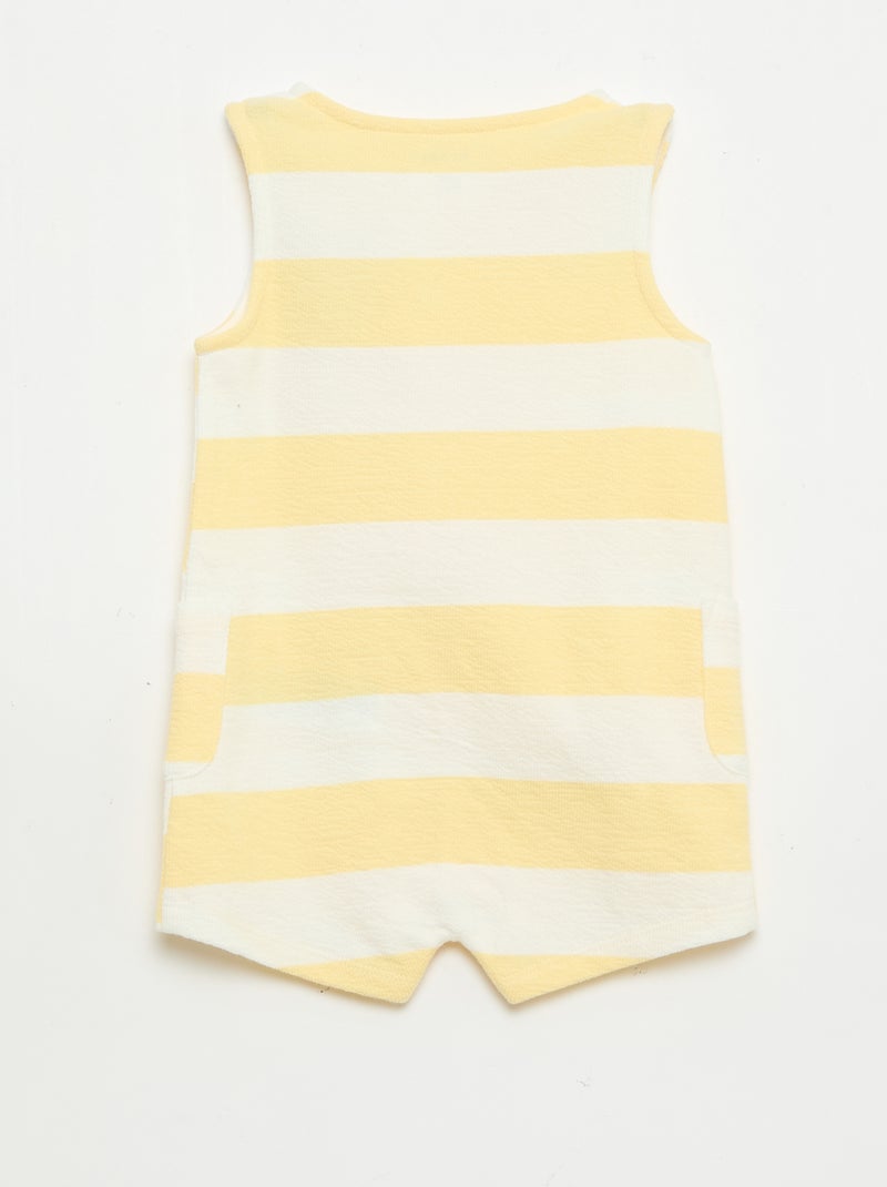Geruite babyterry romper Geel - Kiabi