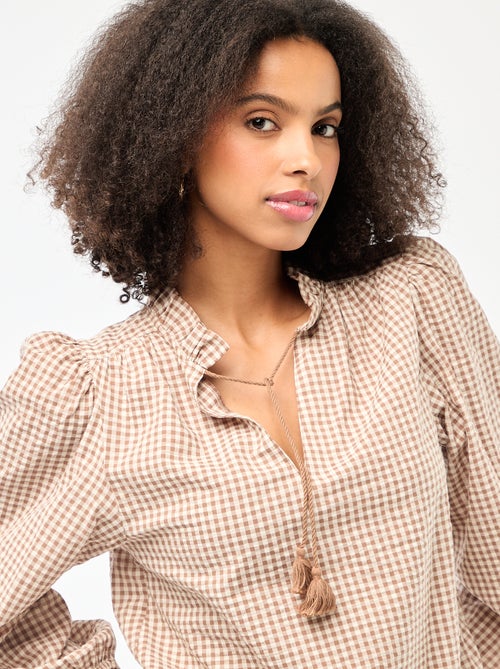 Geruite blouse met lange mouwen - Kiabi