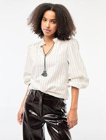 Geruite blouse met lange mouwen