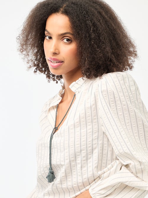 Geruite blouse met lange mouwen - Kiabi