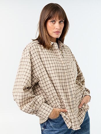 Geruite blouse met lange mouwen