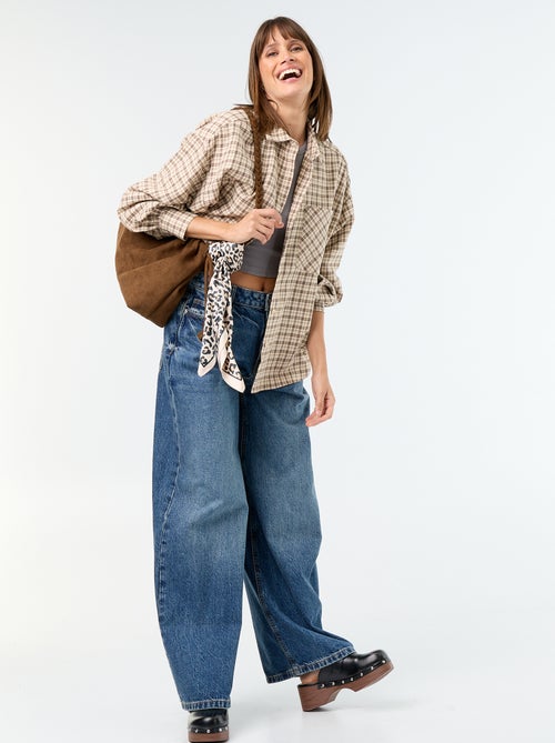 Geruite blouse met lange mouwen - Kiabi