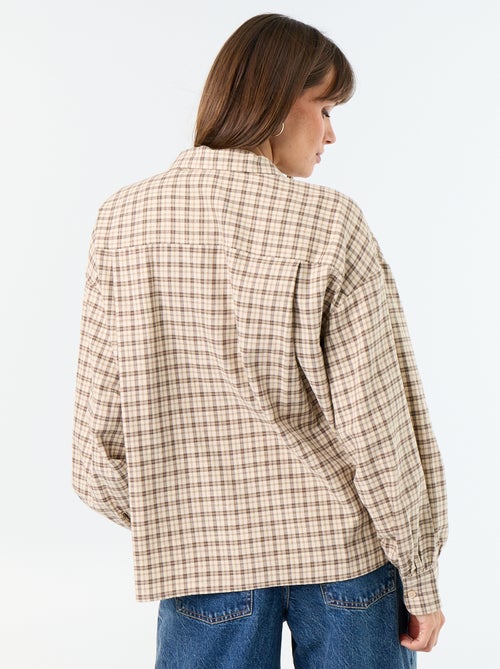 Geruite blouse met lange mouwen - Kiabi