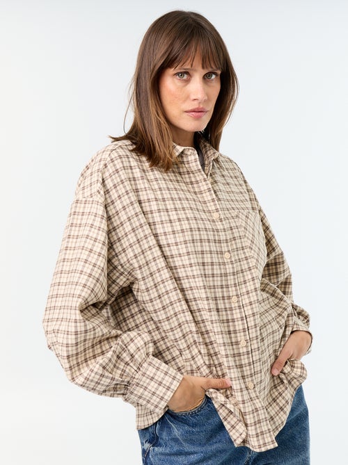 Geruite blouse met lange mouwen - Kiabi