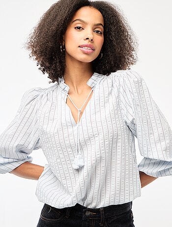 Geruite blouse met lange mouwen