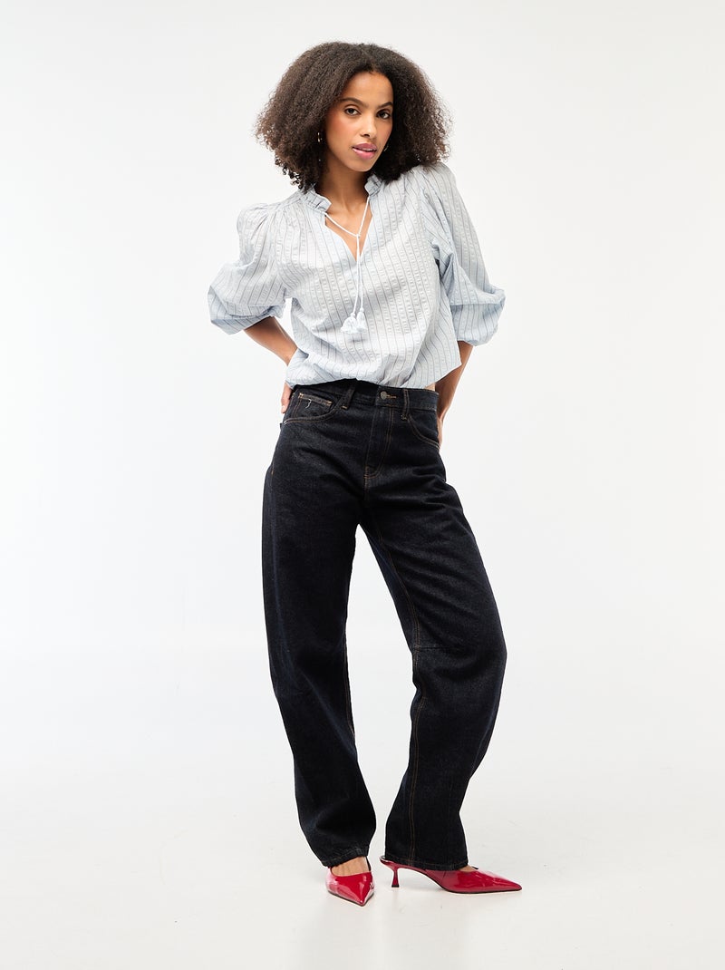 Geruite blouse met lange mouwen Blauw - Kiabi