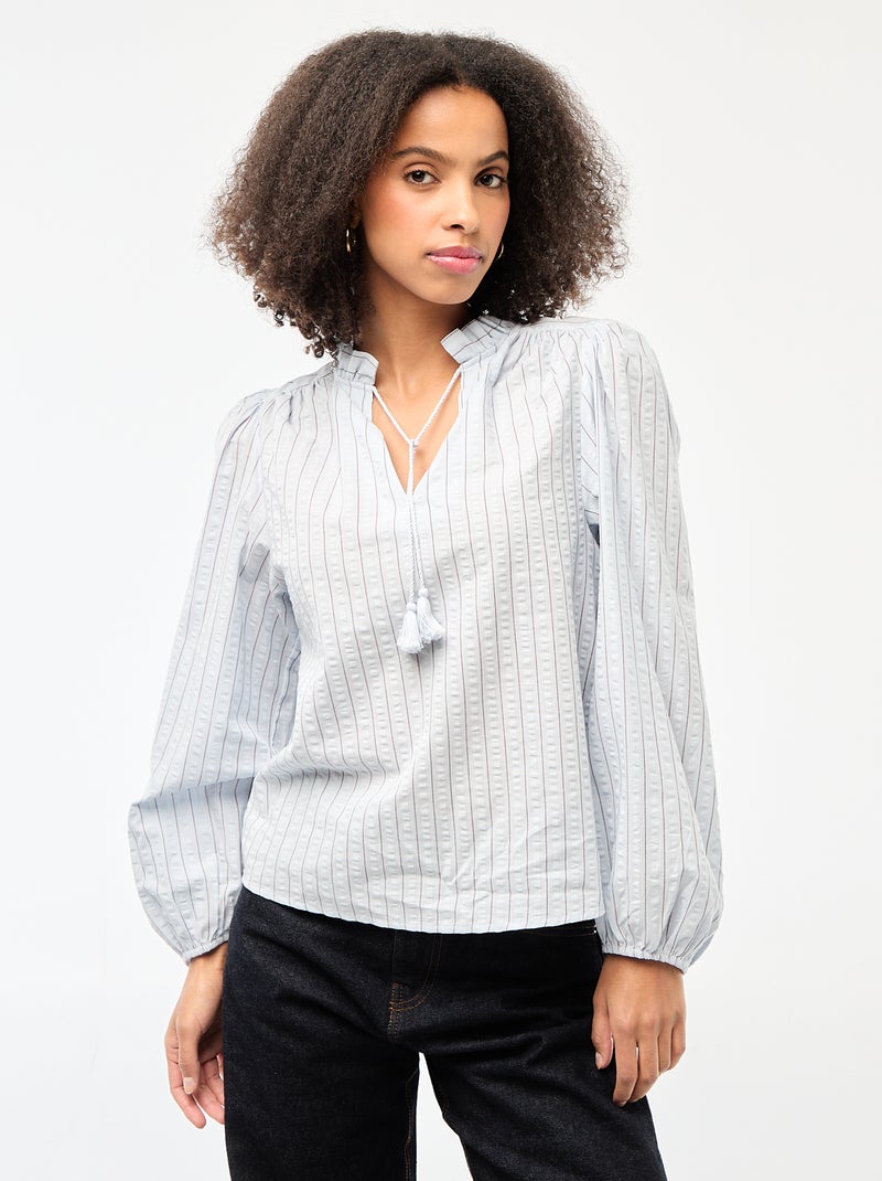 Geruite blouse met lange mouwen Blauw - Kiabi