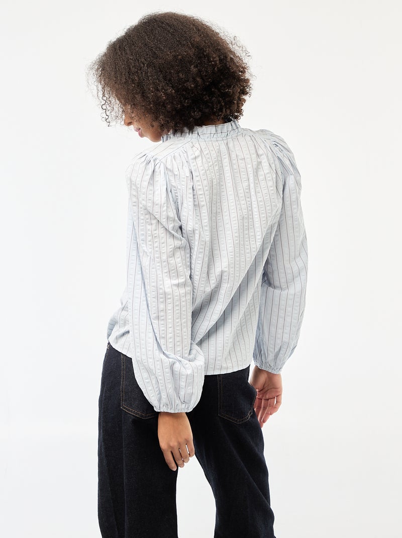 Geruite blouse met lange mouwen Blauw - Kiabi