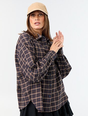 Geruite blouse met lange mouwen