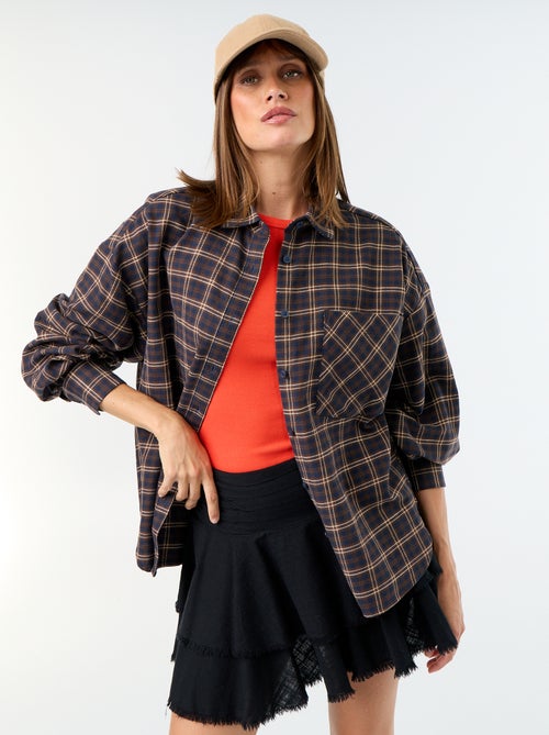 Geruite blouse met lange mouwen - Kiabi