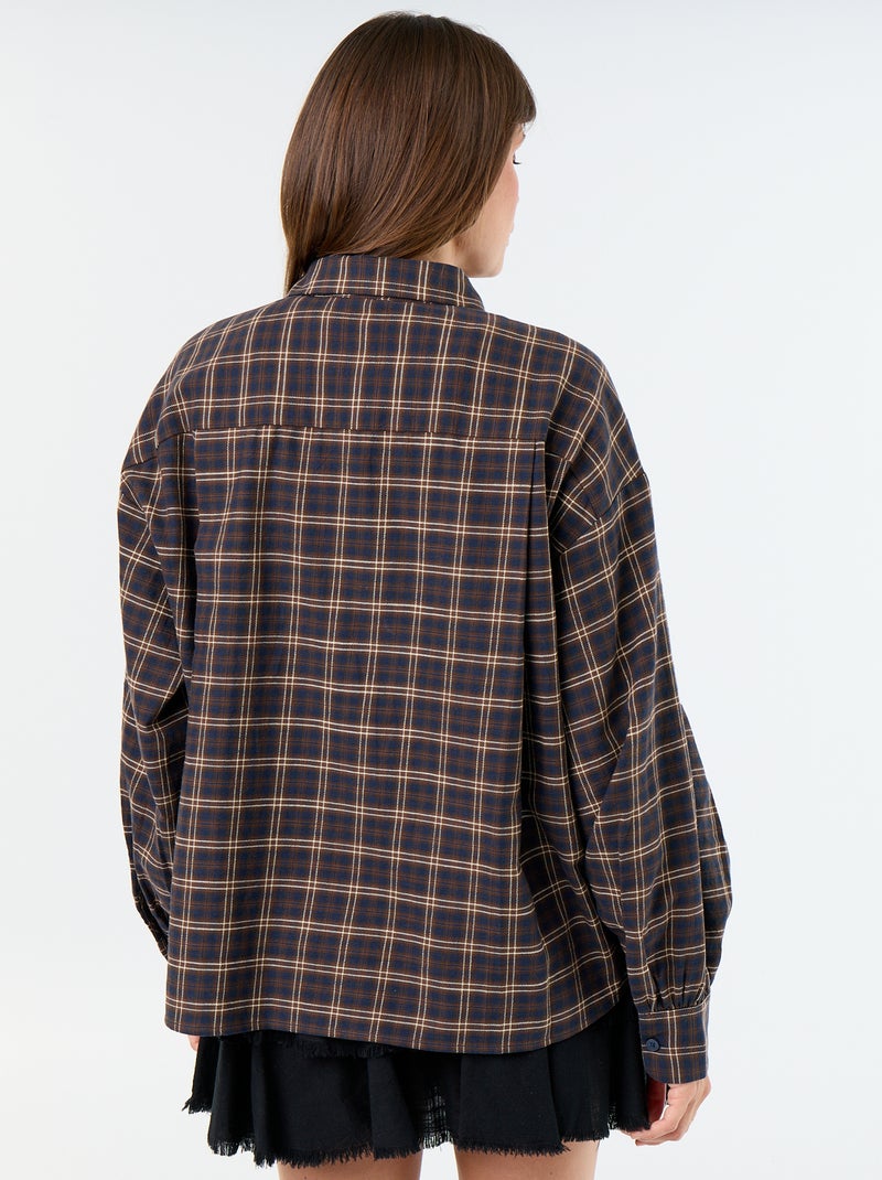 Geruite blouse met lange mouwen Blauw - Kiabi