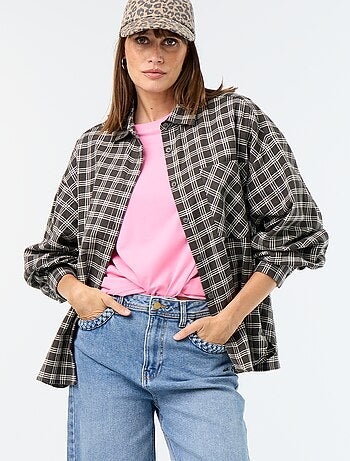 Geruite blouse met lange mouwen