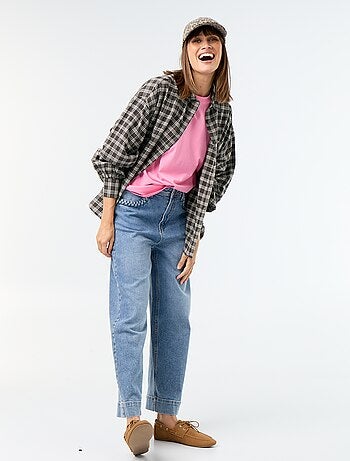 Geruite blouse met lange mouwen