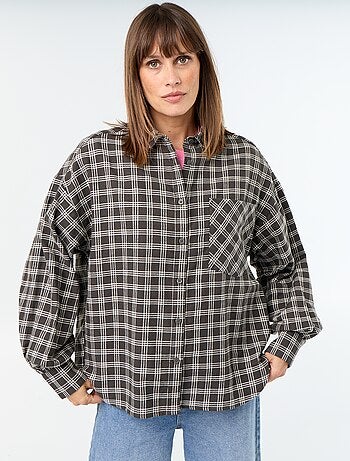 Geruite blouse met lange mouwen