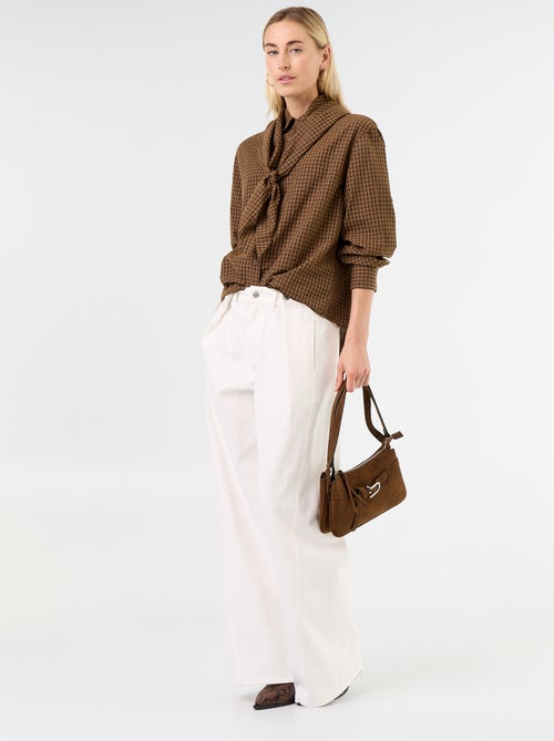 Geruite blouse met sjaal - Kiabi