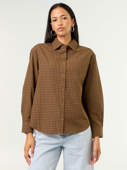 Geruite blouse met sjaal - Kiabi