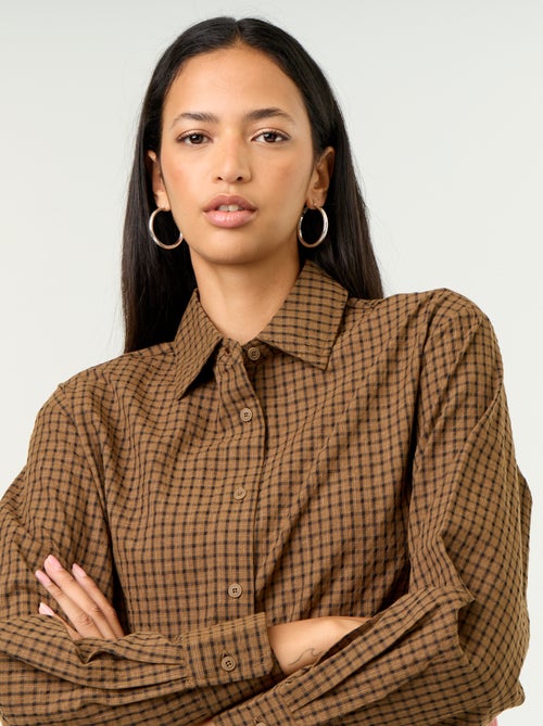 Geruite blouse met sjaal - Kiabi