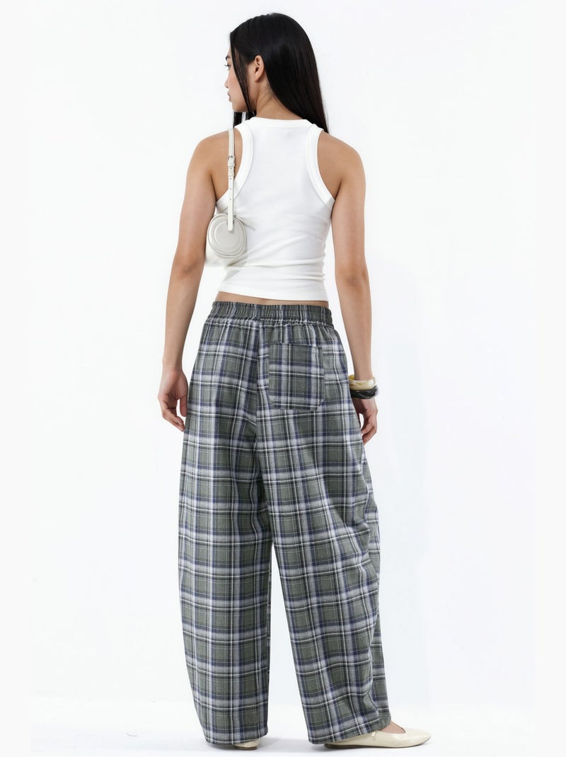 Geruite broek met elastische taille en zakdetail hiccup Grijs - Kiabi