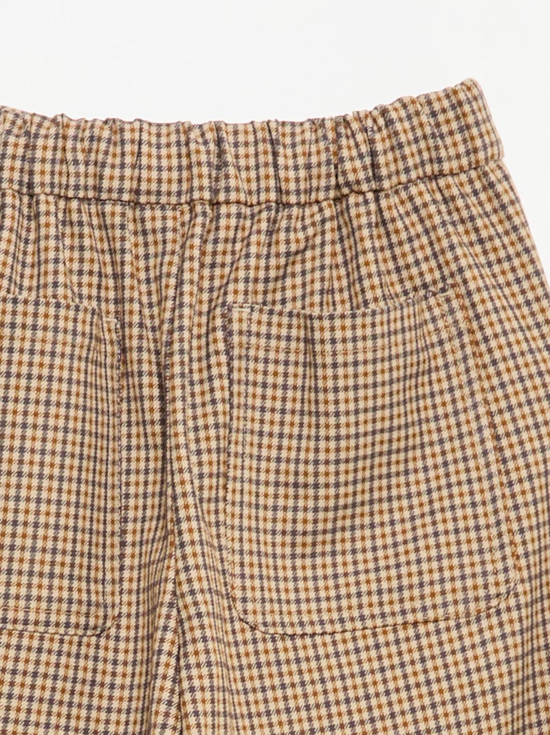 Geruite broek met wijde pasvorm Bruin - Kiabi